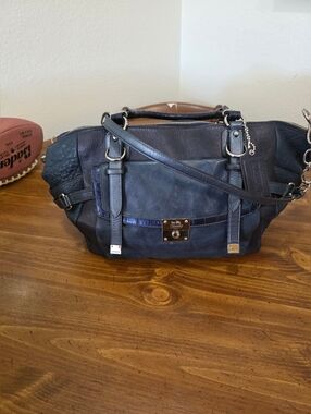 Coach Pinnacle Bette Navy/midnight Blue  Multi Grain Leather Colorblock